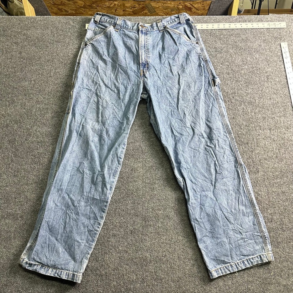 Levi Strauss Carpenter Jeans Mens Size 38x32 Blue Denim Light Wash Utility Work - Picture 2 of 9